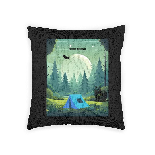 Respect the Locals – Wilderness Camping Warning Woven Pillows