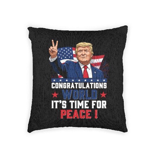 Congratulations world, It's time for peace! Woven Pillows