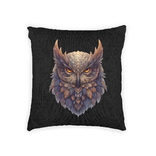 Eagle Owl Illustration Woven Pillows
