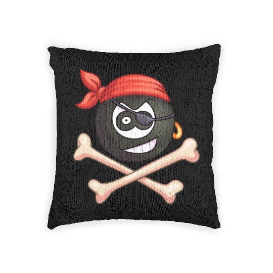 8-Ball Pirate (Pocket) (Jolly Roger style) Woven Pillows