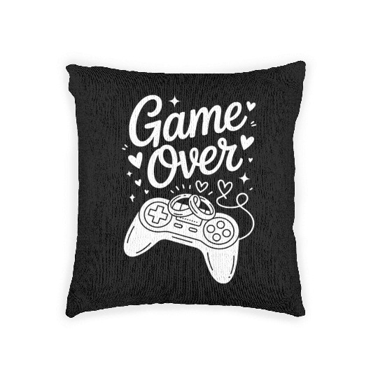 Game Over Wedding Gamer Rings Controller Woven Pillows