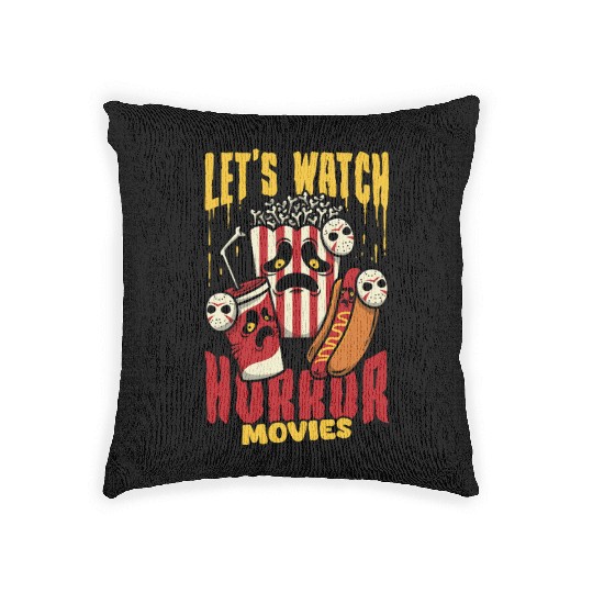 Let’s Watch Horror Movies Funny Food Woven Pillows