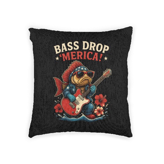 Bass Drop 'Merica! Fishing Woven Pillows