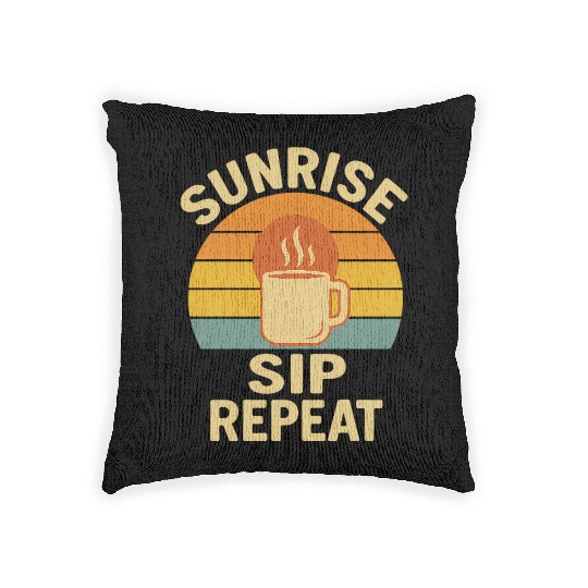 Sunrise Coffee Loop Design Woven Pillows