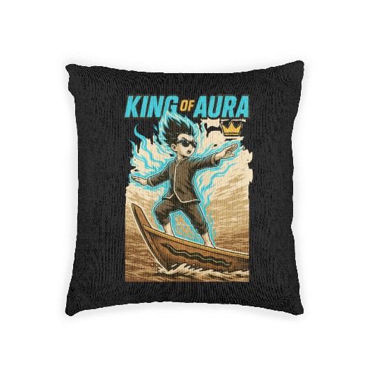 King of Aura, Pacu Jalur kid,Viral tiktok meme Woven Pillows