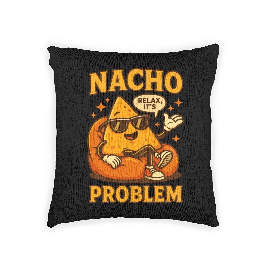 Funny Nacho Pun – Relaxed & Cheesy Vibes Woven Pillows