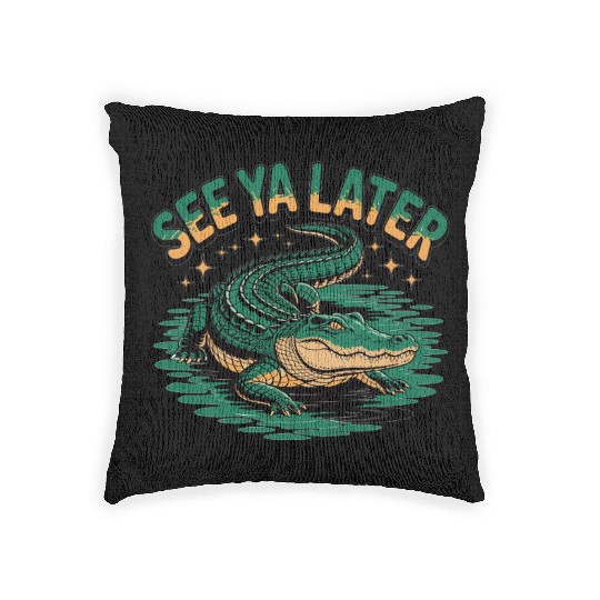 See Ya Later Alligator Retro Gator Joke Woven Pillows