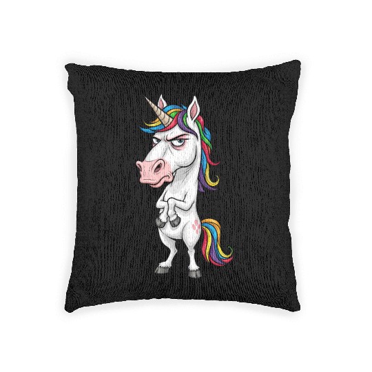 Moody Rainbow Unicorn: Not Today! Woven Pillows