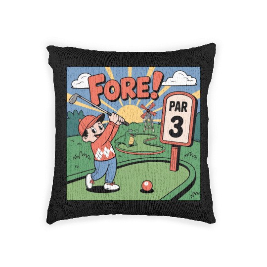 Mini Golf Retro Cartoon on Champion Unisex Woven Pillows
