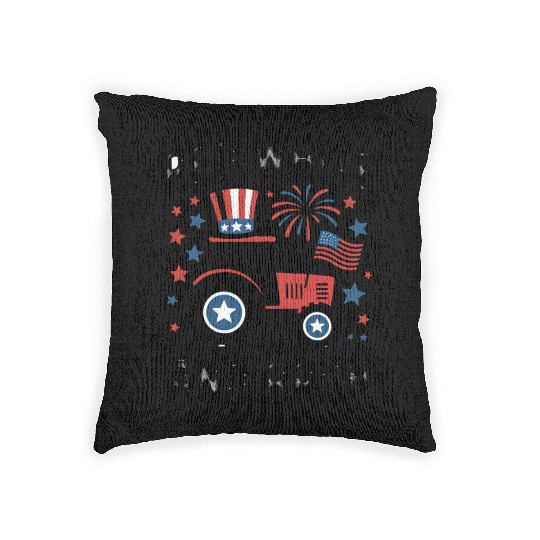 Red White and Bruh Patriotic Tractor Woven Pillows