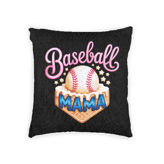 Baseball Mama Ice Cream Cone Star Sports Parent Woven Pillows