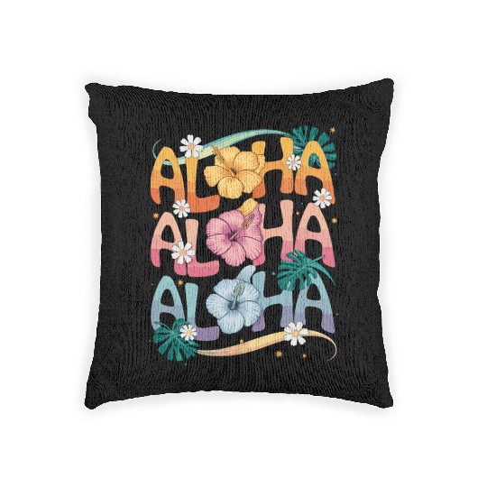 Aloha Tropical Flowers Hibiscus Paradise Vibes Woven Pillows