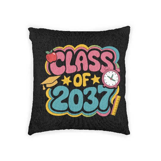 Class of 2037 Grow With Me, groovy back to school Woven Pillows