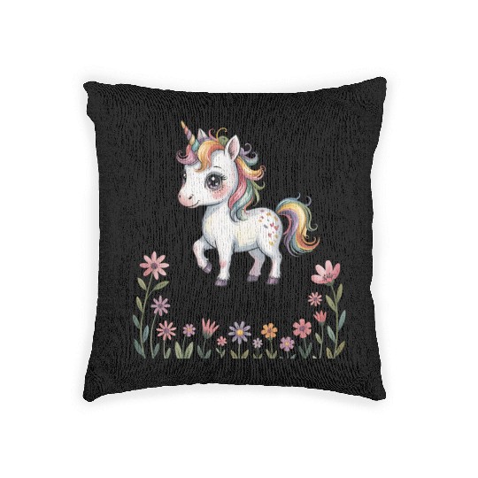 Believe in Magic – Cute Rainbow Unicorn Fantasy Woven Pillows