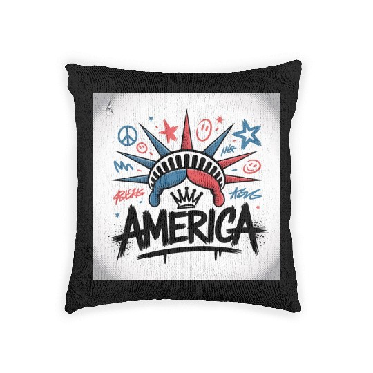 Statue of Liberty USA Graffiti Zero Limit Brand Woven Pillows