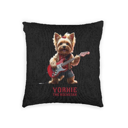 Yorkie the Rockstar Woven Pillows