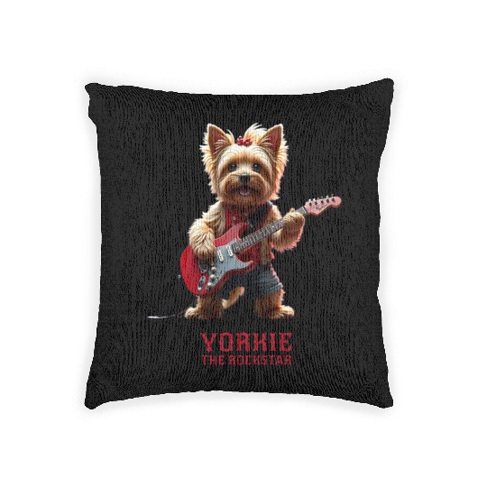 Yorkie the Rockstar Woven Pillows