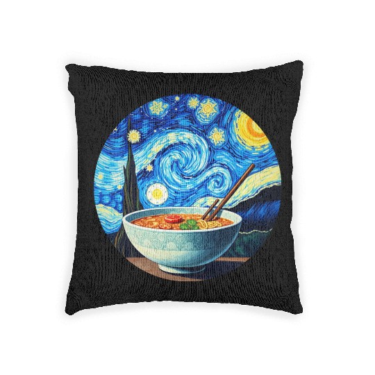 Van Gogh's Starry Night ramen noodle Bowl japanese Woven Pillows
