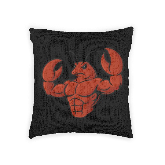 Crab lobster fitness workout cartoon strong biceps Woven Pillows