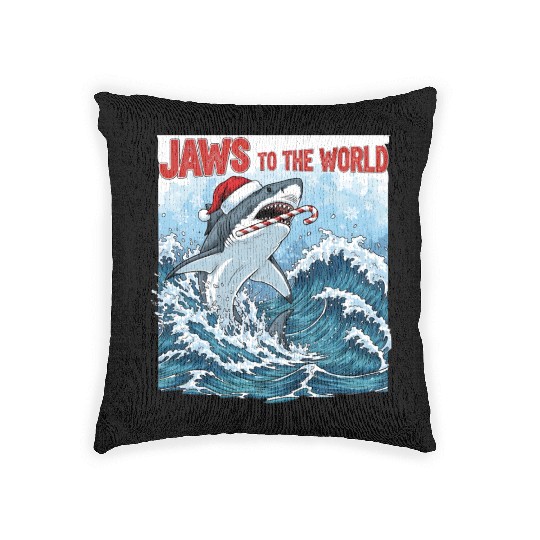 Jaws to the World – Christmastime Shark Attack Woven Pillows