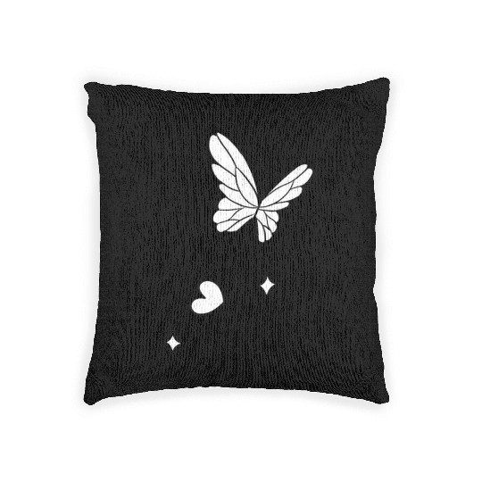 Butterfly design with cute heart Woven Pillows