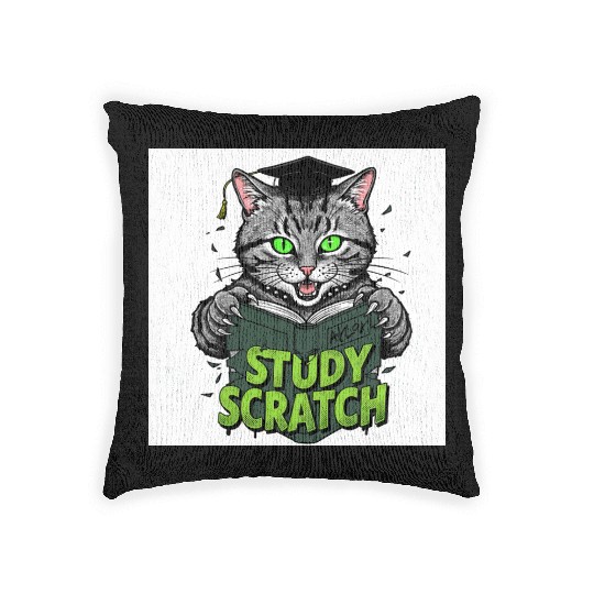 Studious Jungle Leopard Illustration Woven Pillows