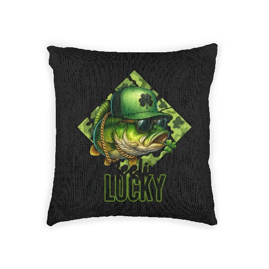 Reelin' Lucky Bass Fish Woven Pillows