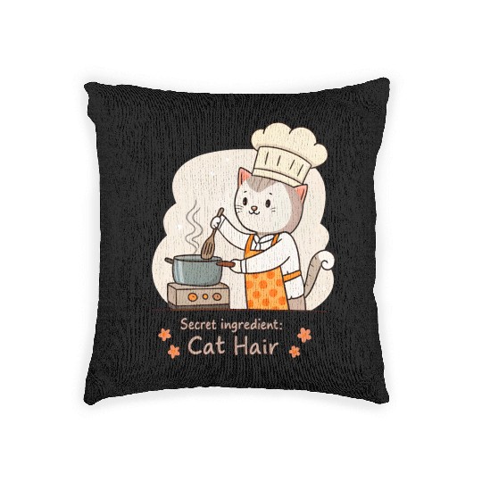 Gourmet Cat Hair Cuisine Woven Pillows