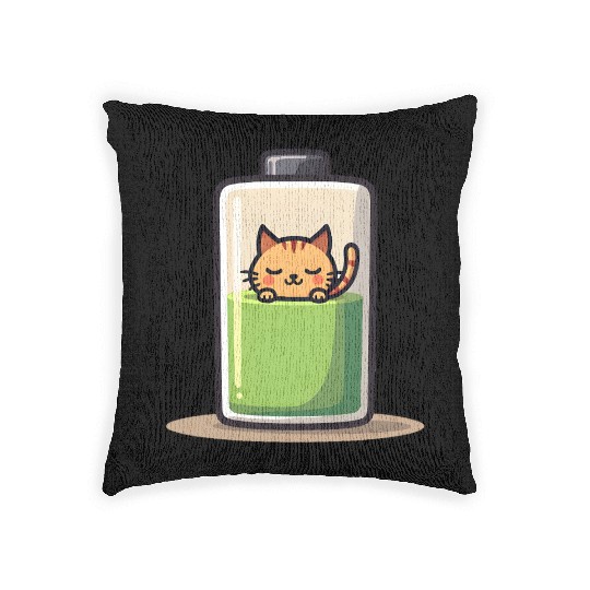 Cat Nap Battery Woven Pillows