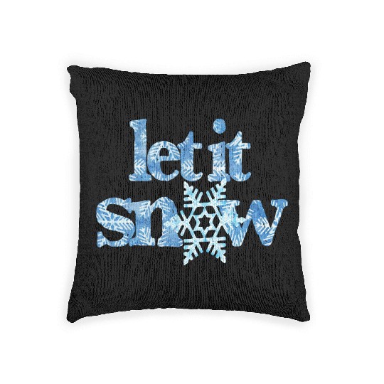 LET IT SNOW blue snowflakes winter wonderland xmas Woven Pillows