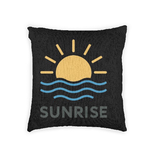 Elegant Sunrise Ocean Scene Design Woven Pillows