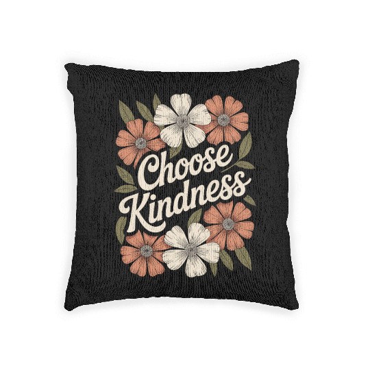 Choose Kindness Flower Boho Vintage Inspiring Woven Pillows