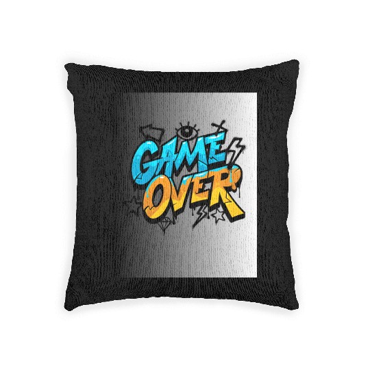 Graffiti Style Game Over Illustration Woven Pillows