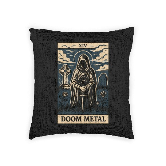 Dooom Metal Tarot Card – Shadows, Sorcery & Solitud Woven Pillows