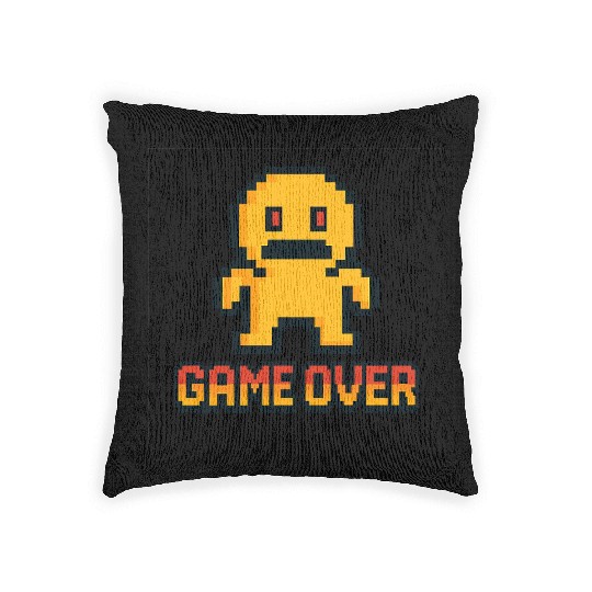 Retro Pixel Game Over – 8-Bit Character Design Woven Pillows