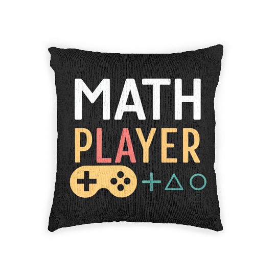 Math Gamer Player – Video Game Style Math Design Woven Pillows