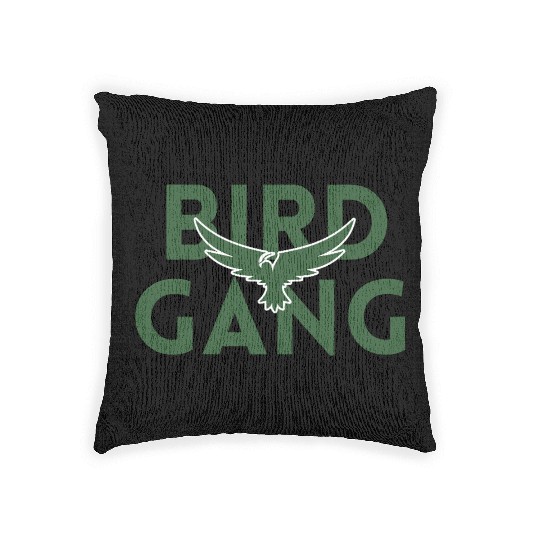 Bird Gang Bold Logo Design Woven Pillows