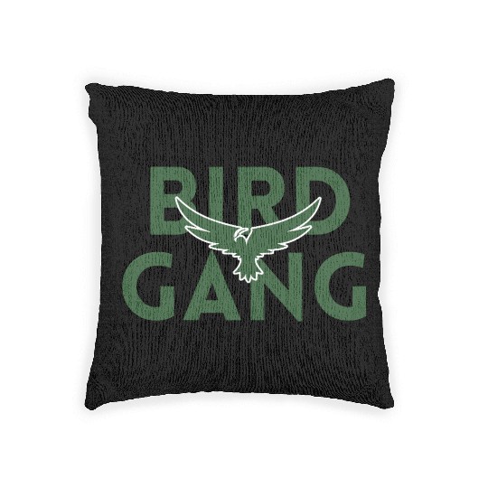 Bird Gang Bold Logo Design Woven Pillows