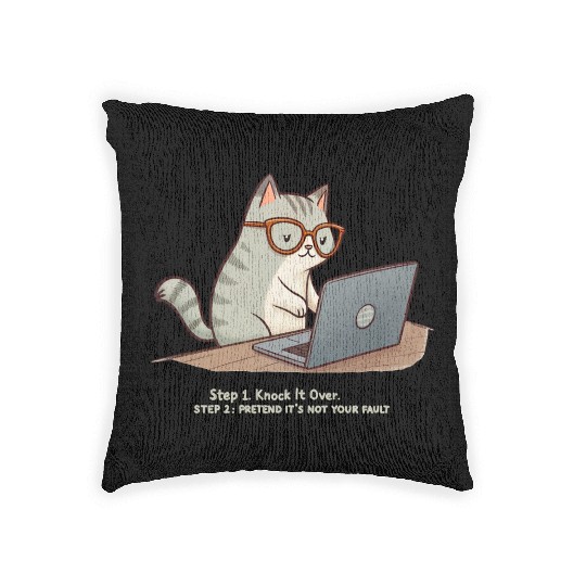 Keyboard Warrior Cat Woven Pillows