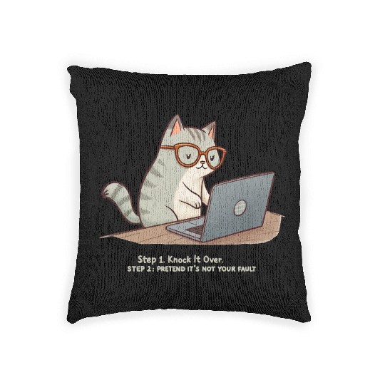 Keyboard Warrior Cat Woven Pillows