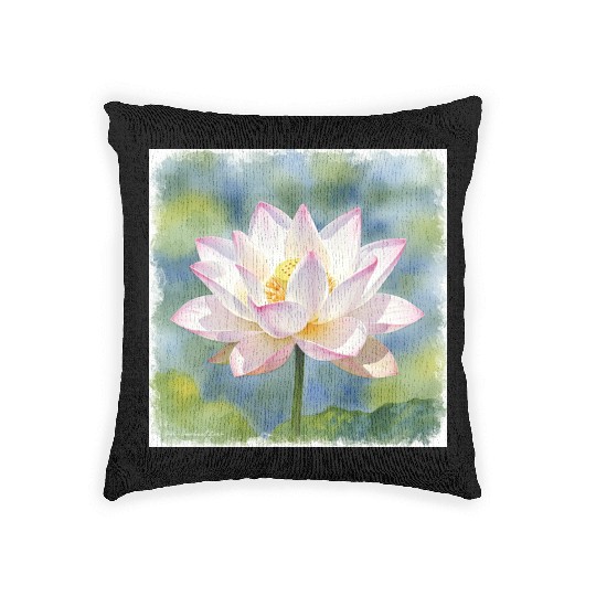 Serene Water Lily Floral Print Woven Pillows