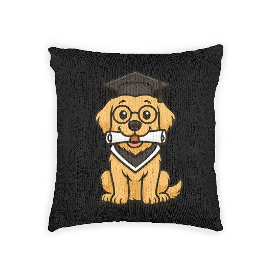 Graduation Golden Retriever Smart Dog Woven Pillows
