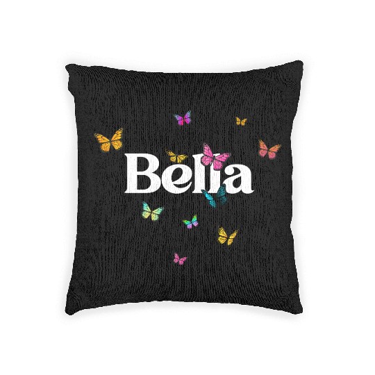 BELLA - beautiful girl name with cute butterflies Woven Pillows