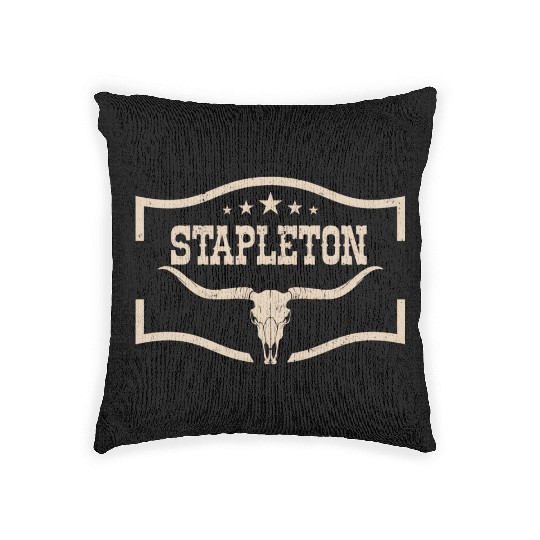 Classic Stapleton Cow Name Vintage Bull Skull Woven Pillows
