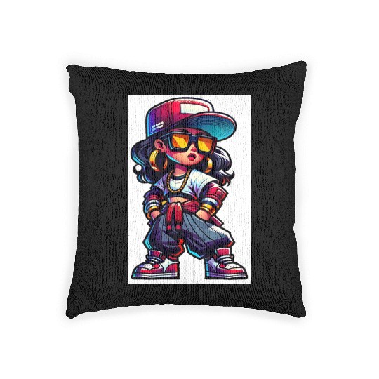 Street Dance Rap Girl Woven Pillows
