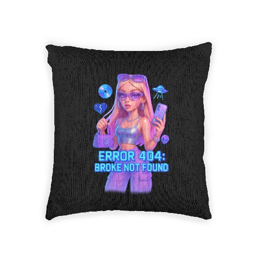 Y2K Rich Girl - ERROR 404 Bold Aesthetic Woven Pillows