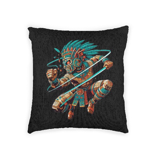 Aztec Warrior - Inca Maya Mayans Woven Pillows