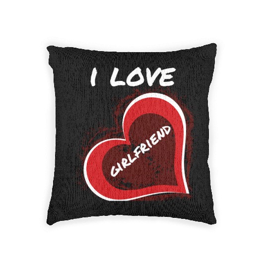 Grunge Style I Love My Girlfriend Heart Design Woven Pillows