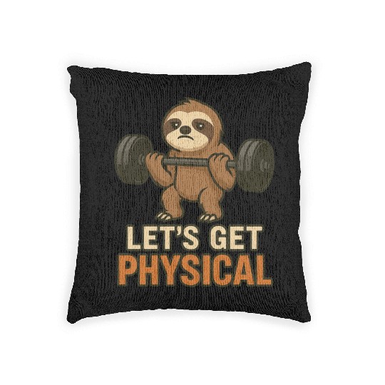 Funny Gym Sloth Design Lazy Lifter Workout Fun Woven Pillows