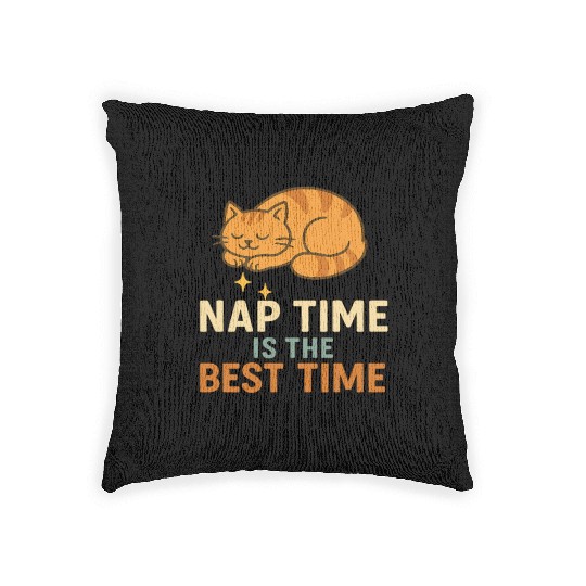Cute Sleeping Cat Nap Time Design Woven Pillows